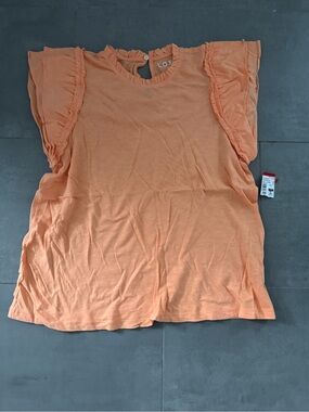 LOFT Peach Ruffle Sleeve Blouse